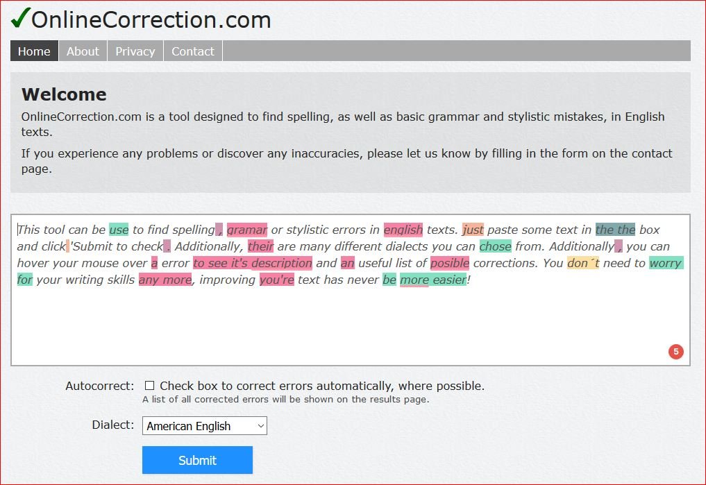 OnlineCorrection best free Grammar CHecking tool