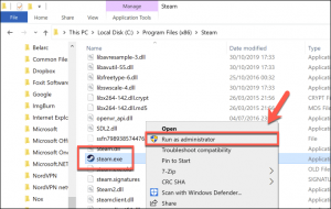 Run Steam as an administrator