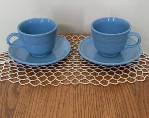 Fiesta Ware Fiestaware Cup and Saucer Set of Two 2 Light Periwinkle Blue Dinnerware Pastel aflashbackintime