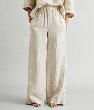 High-waisted linen pants: